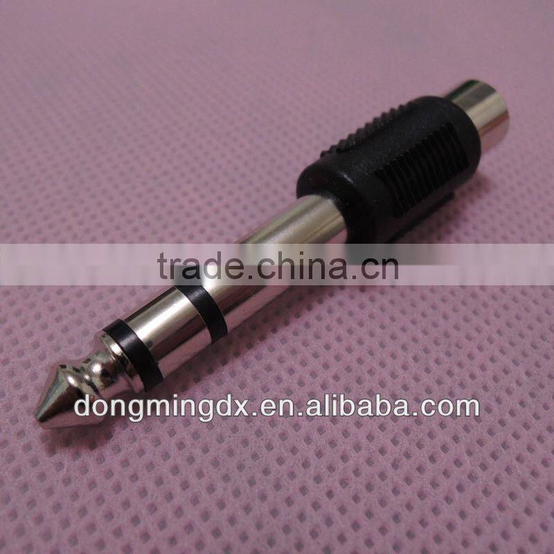 Stereo Audio system black 6.5 male to RCA female connector adapter