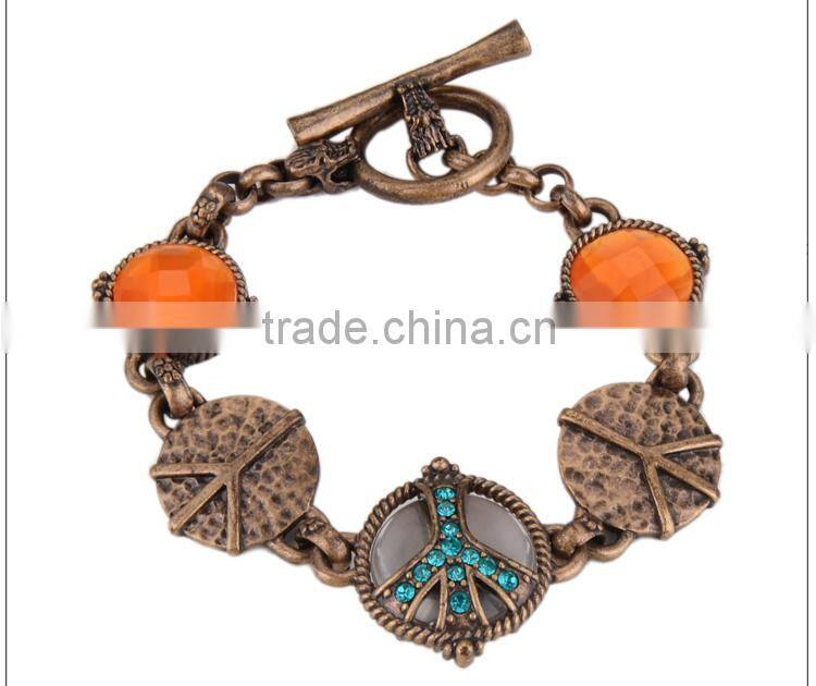 2016 Fashion Indian ethnic ancient gold resin bracelet for women wholesale