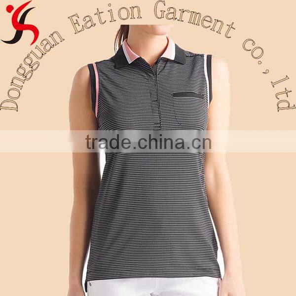 2014 high quality wholesale clothing sleeveless stripe women polo shirt