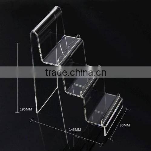Retail price wall mount plexiglass shoe shelf display, slatwall acrylic shoe riser shoe holder stand shelf