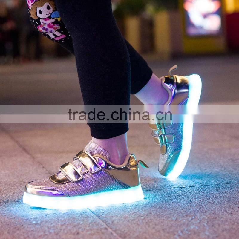 Hot selling led light kids sneaker shoes with USB charge breathable kids casual shoes