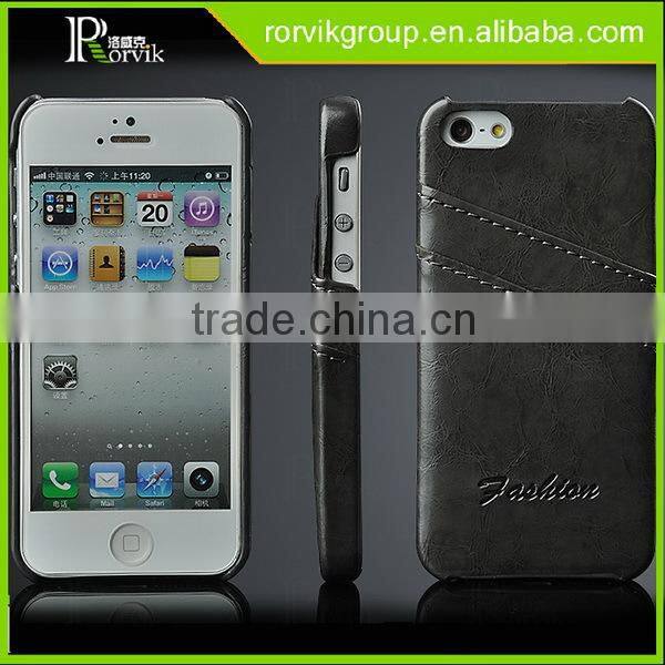 Premium PU Leather Surface Coated Non Slip Slim Fit PC Back Hard Case Cover for iPhone SE 5S 5