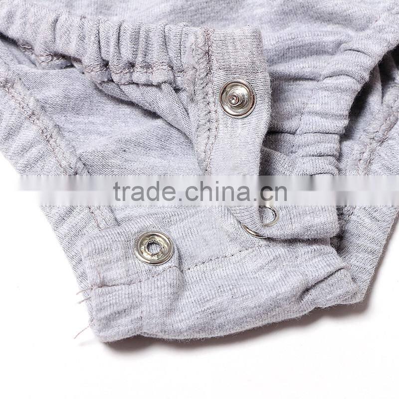 2016 Wholesale safe and comfortable stylish girl cotton grey classical baby rompers