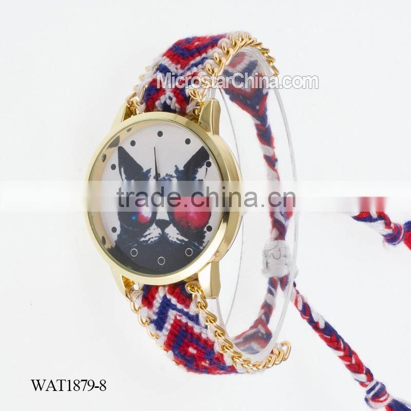 Elastic knitting watch chain cat face quartz watch price