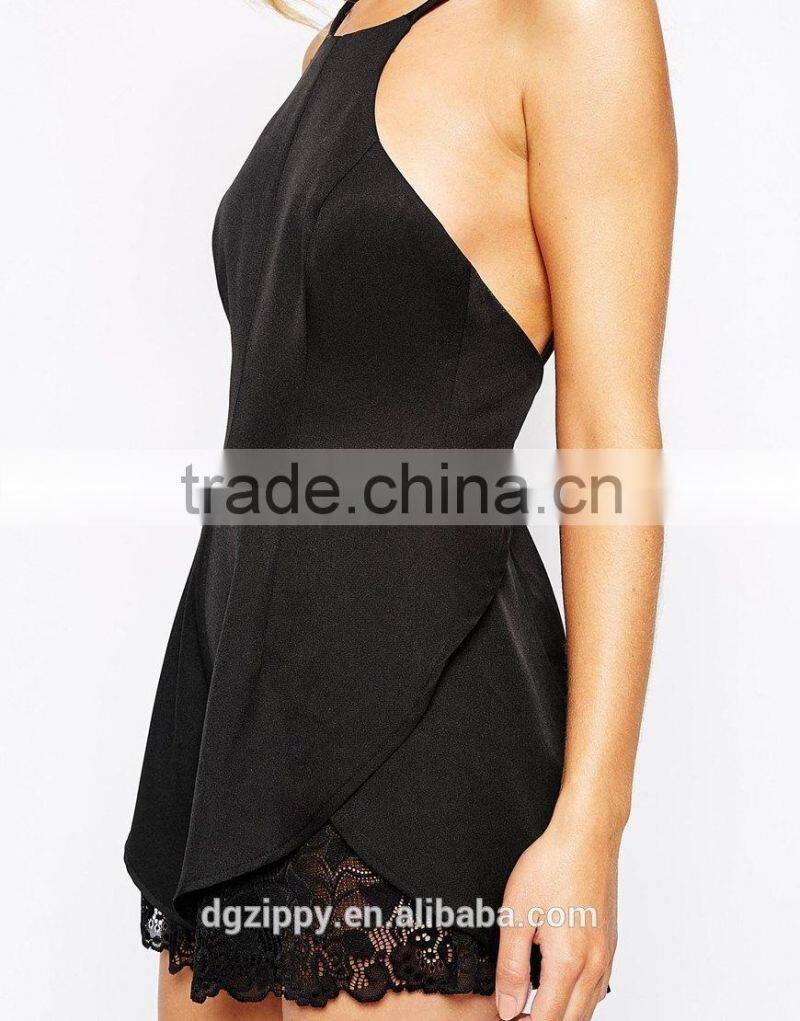 Fashion Clothing Jumpsuit With Lace Trim