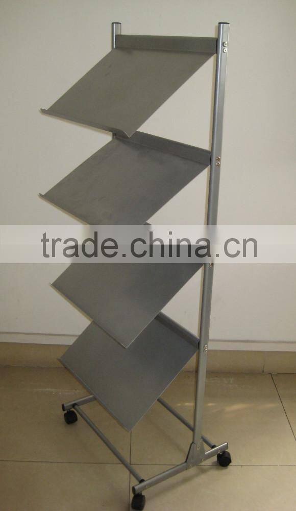 Floor Standing Easy to Move Metal Silver Color Library Shelves
