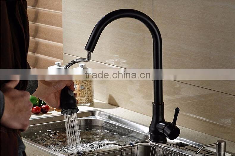 black antique chrome brass pull out kitchen faucet