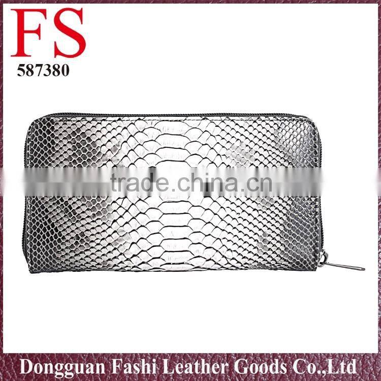 wholesale Long High Quality snacke skin pu Leather Women Wallet made in china