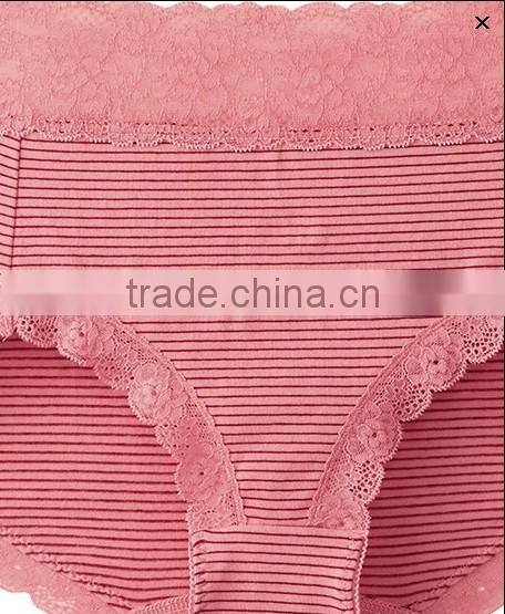 ladies high quality cotton high waist lace trim panties