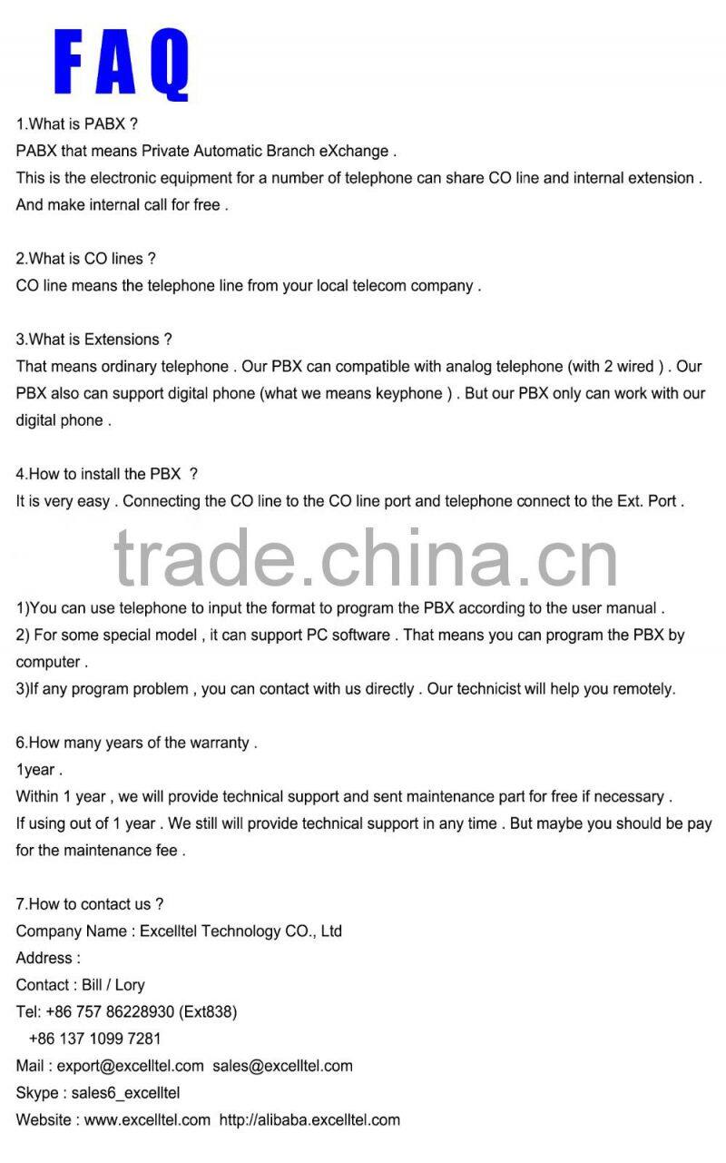 Hotel 16 CO lines 128 lines Analog PABX PBX System of Telephone D256A-16128