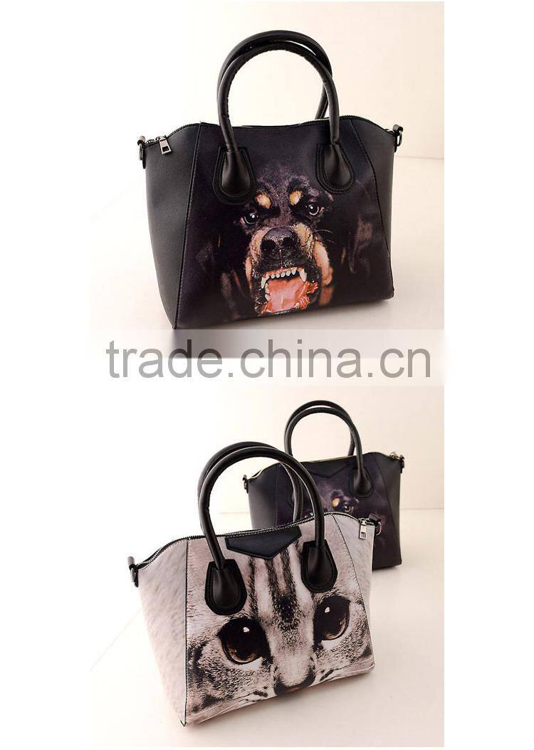 2015 new handbag shoulder bag Messenger bag Korean style PU fashion ladies bag printing cat eyes handbag free shipping