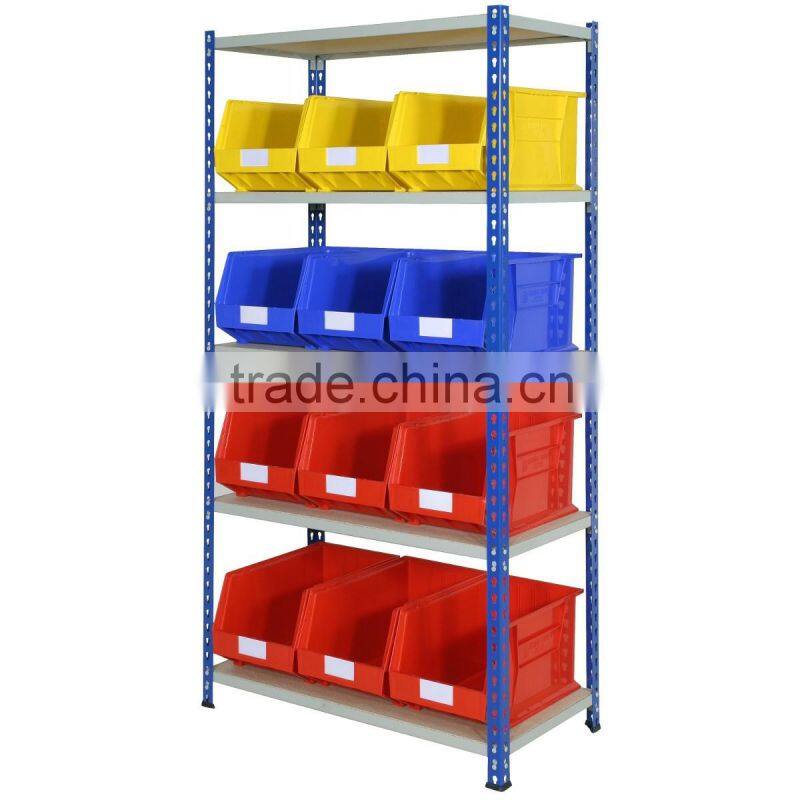 sloted angle Light duty plastic bins storage shelf