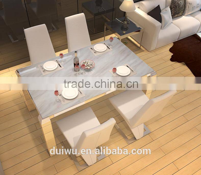 High quality white natural marble top furniture asian style dining laminated table