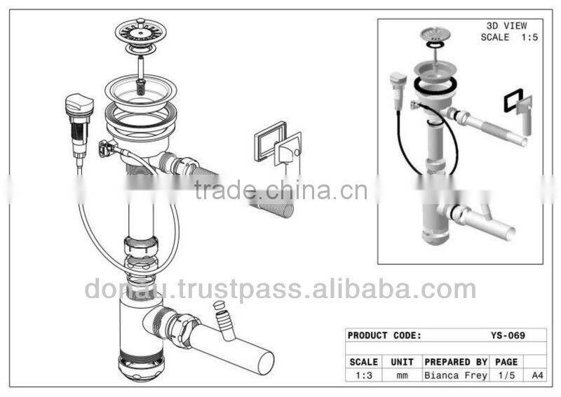 Automatic Big Head Sink Trap with Overflow 40-50mm (YP069)