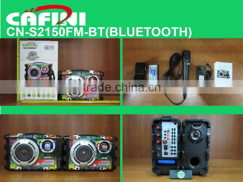 Mini X-Bass speaker, portable wooden bluetooth USB SD speaker with remote control