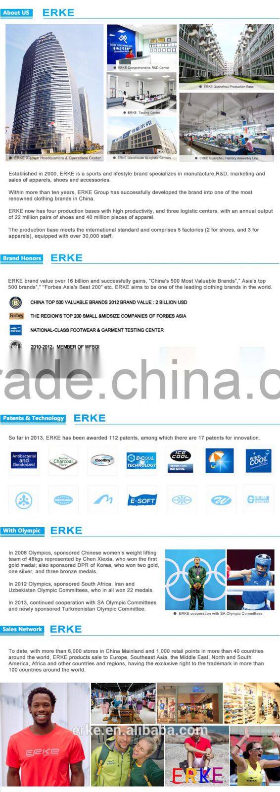 ERKE wholesale dropshipping hot sales breathable flyknit mesh black grey blue fashion brand mens air running shoes