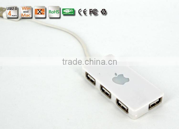 CZH CZH-H017 USB 2.0, 4 Port Hub (Black and white Color,) with LE light