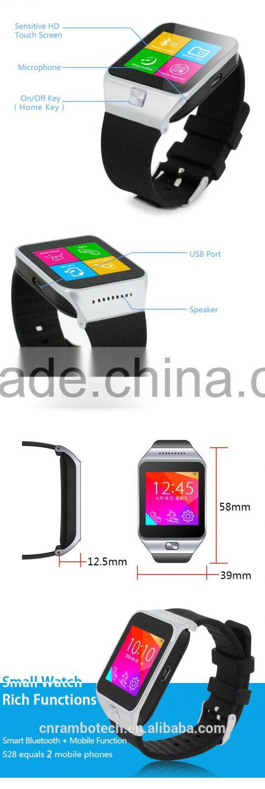 New style design wireless bluetooth wrist watch from China