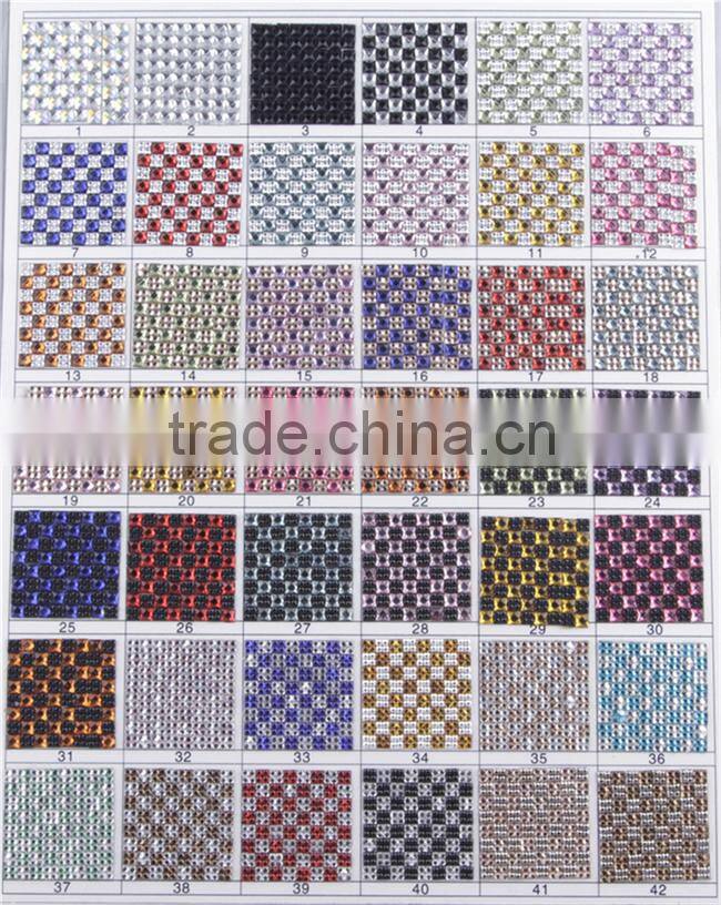 4mm self sticker lct gloden with white ab color luxury craft wholesale rhinestone mesh rhinestone fabric