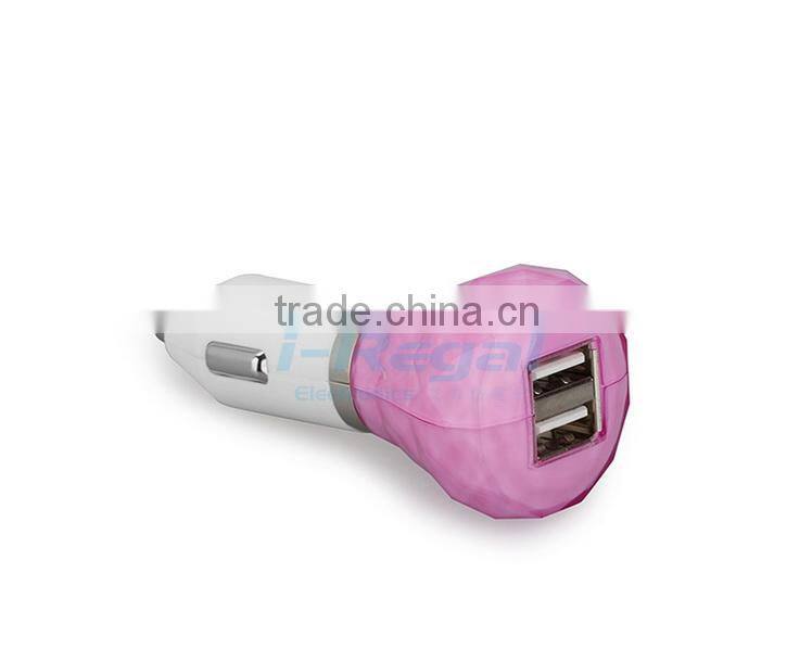 Professional universal Plastic colorful micro dual usb car charger for iphone6