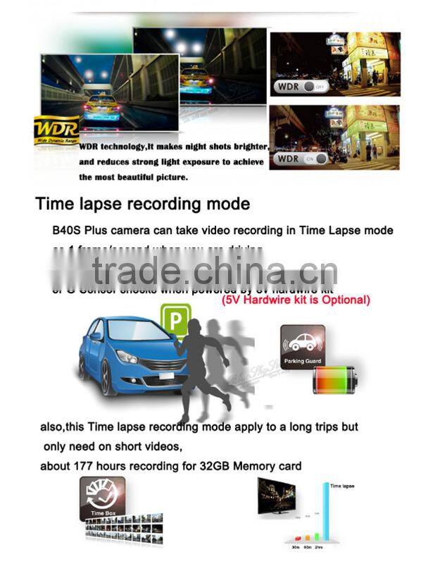 with CE certificate car dash camera dual lens B40S Hot selling