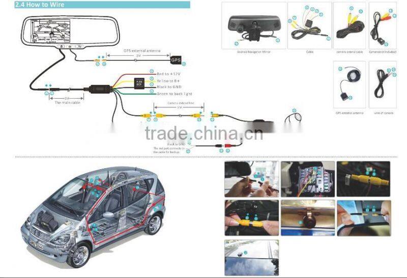 Dual 4.3inch screen display autodimming, backup camera display, parking sensor,ultra high brightness