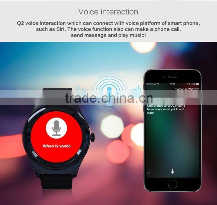 Latest Waterproof Smartwatch Q2 BT4.0 Smart Watch Siri Alarm MTK2502 Heart Rate Monitor Sports Wristband Watch