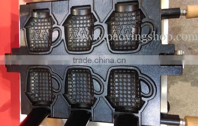 (2 in 1) 3pcs Commercial Use Non-stick 110v 220v Electric Ice Cream Mug Shaped Taiyaki Machine + Batter Dispenser