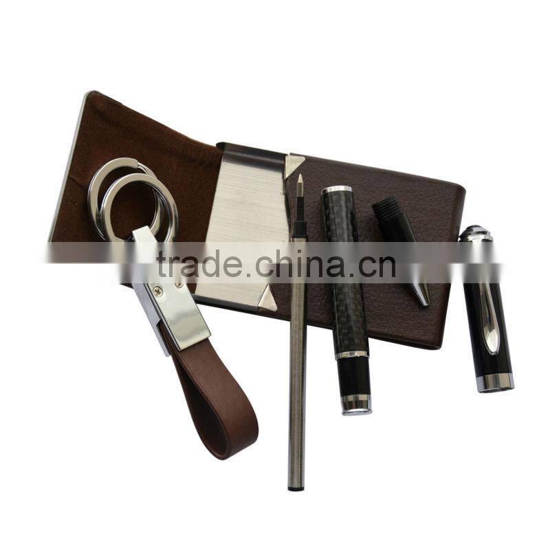 Free Shipping wholesale on line point pen & key chain & business card holder promotional gift set