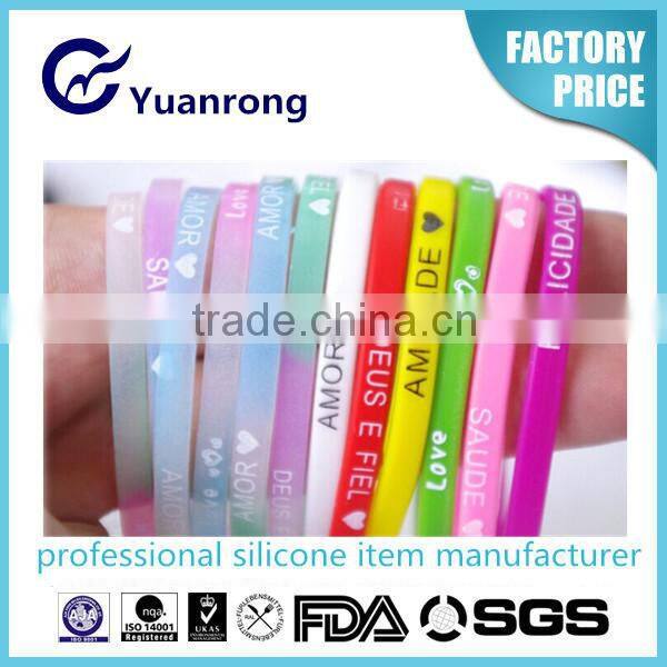Comfortable and Colorful Silicone Wristband for Party and Wedding Gifts