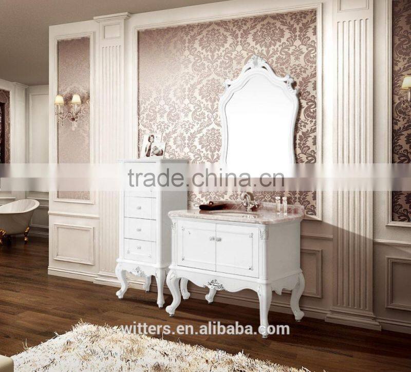 cheap solid wood bathroom vanity sets in white WTS611