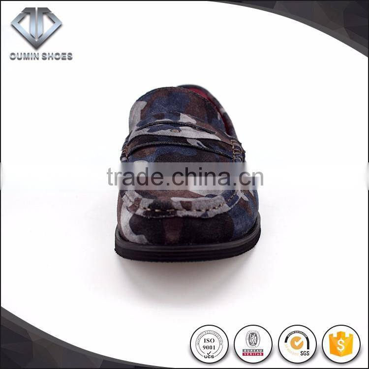 In style 2016 Italy show camo suede moccasin mens leather shoes