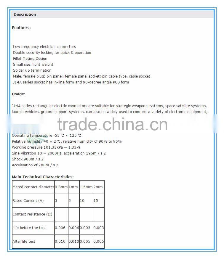 J14A-62ZKB1L Rectangular Connectors, J14 Series Connector