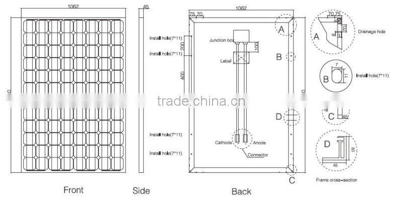 TUV MCS CEC certificated monocrystalline 240W solar panel