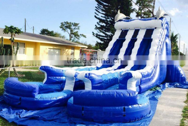 inflatable water slides with 2 pools and two slidings