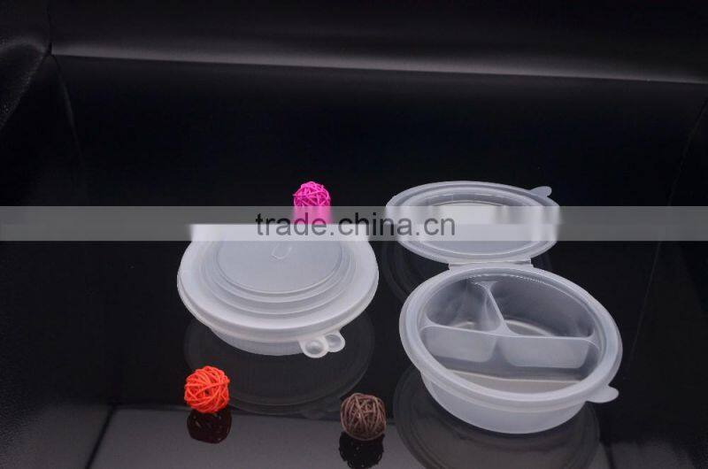 plastic PP original color take away food container, eco-friendly plastic PP blister food tray with cover