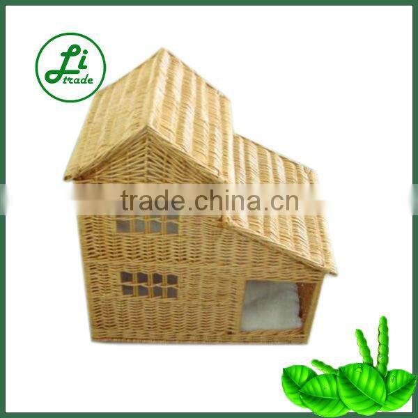 handcrafted wicker pet house