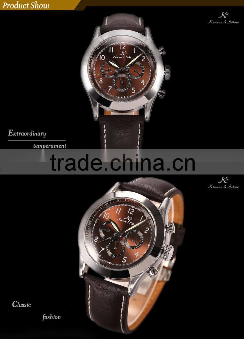 KS Navigator Men Leather Automatic Mechanical Analog Watch