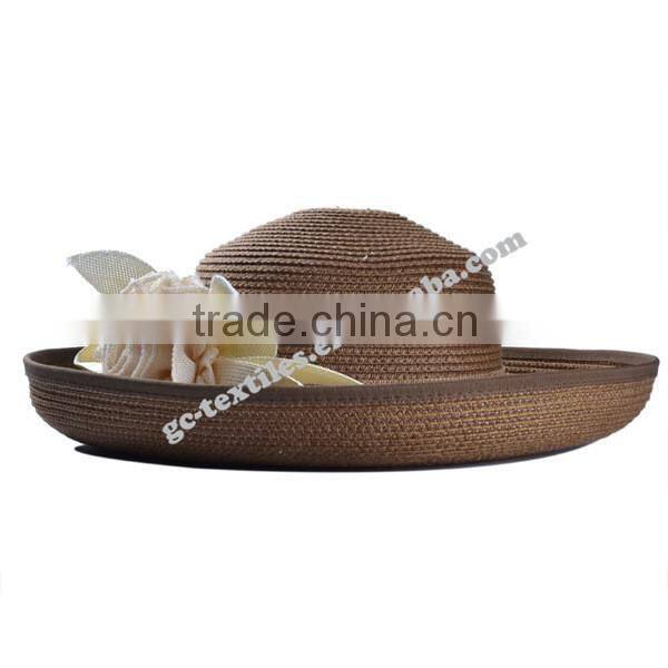 hot new products for 2014 Spring and summer Curling flower shade lady hate para straw hat and cap custom logo