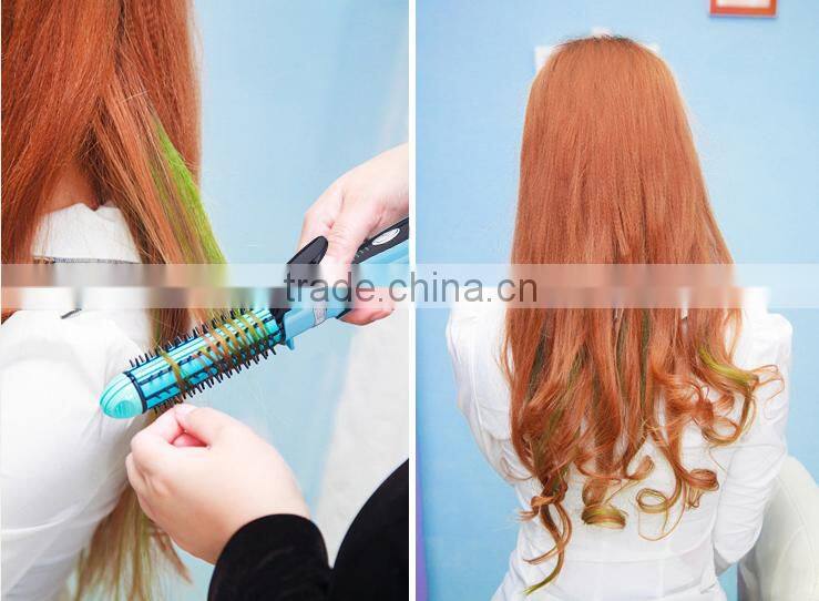 2 in 1 hair straightener brush electric lcd straightening rolling hair comb best hair straightener brush and curler