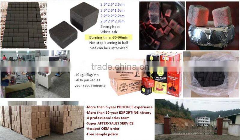 Cube coconut shell charcoal malaysia 2.5*2.5*1.5cm
