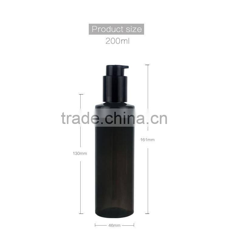 200ml black plastic PET shampoo/body wash bottle with pump