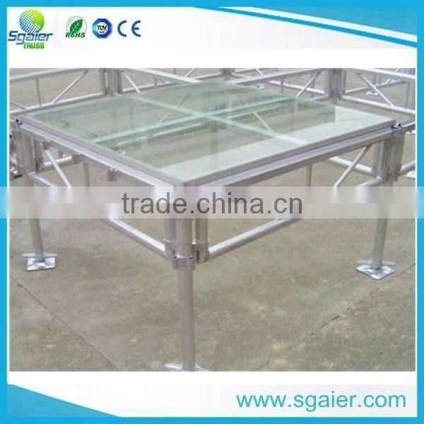 lowest price 4ft by 4ft temper glass stage steady stage for sale