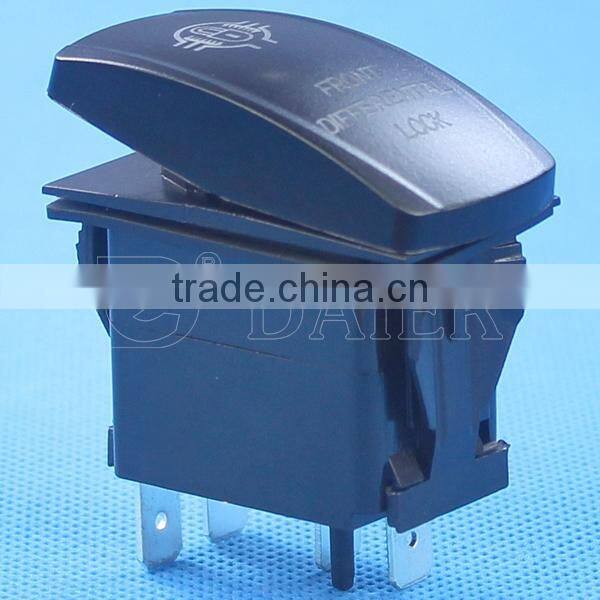 No Lens 4 Blade Pins Waterproof Rocker Switch With Two Red Lights