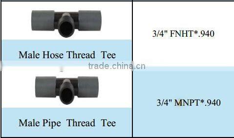 plastic male hose thread tee for tubing