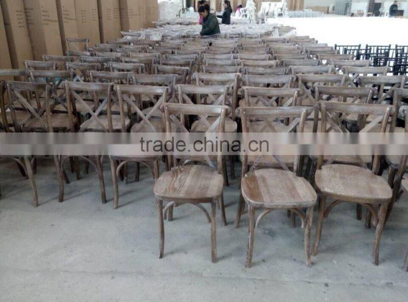 Solid wood stacking antique finish cross back chair
