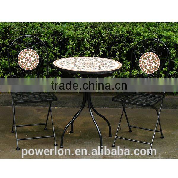 Wedding decoration Mosaic bistro set brown KD table foldable chairs