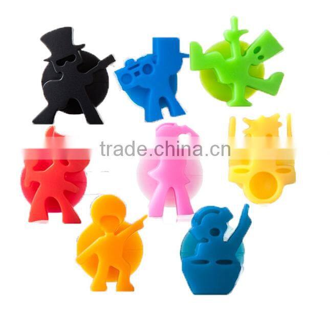 Silicone suction cup wine glass marker