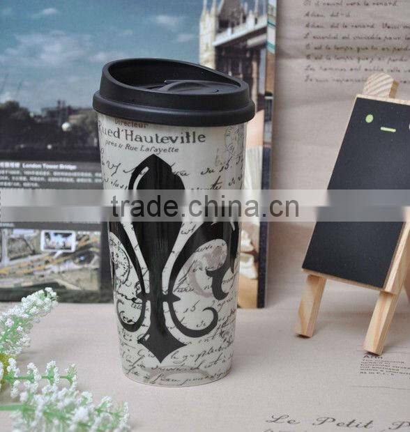 China porcelain modern ceramics mug with silicon lid and sleeve