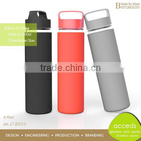 Fashionable Wholesale OEM/ODM Borosilicate Glass Bottle Silicon Sleeve